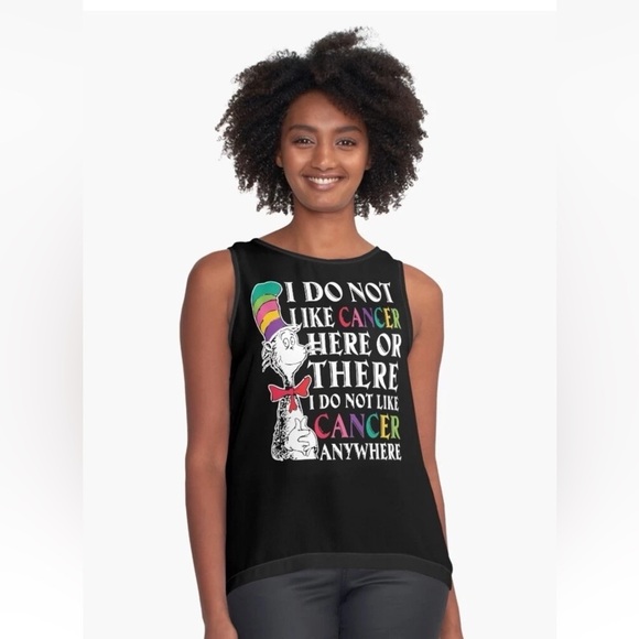 New Dr Seuss Women's Size M Graphic Tank Top  "I Do Not Like Cancer"  NWOT Navy - Picture 1 of 15